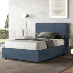 Viadurini Night Design Polsterbetten 120X190-Bett 140x200 cm mit rechteckigem Kopfteil aus Mikrofaser Made in Italy - Brina