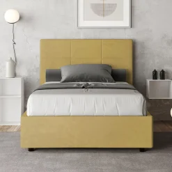 Viadurini Night Design Polsterbetten 120X190-Bett 140x200 cm mit rechteckigem Kopfteil aus Mikrofaser Made in Italy - Brina