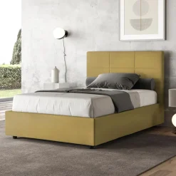 Viadurini Night Design Polsterbetten 120X190-Bett 140x200 cm mit rechteckigem Kopfteil aus Mikrofaser Made in Italy - Brina