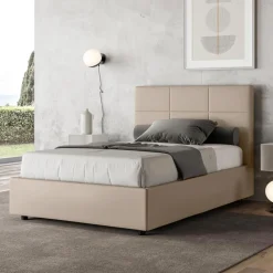 Viadurini Night Design Polsterbetten 120X190-Bett 140x200 cm mit rechteckigem Kopfteil aus Kunstleder Made in Italy - Brina