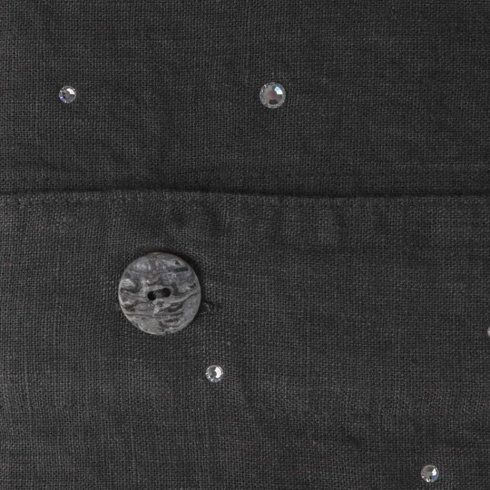 Viadurini Textile Bettbezüge-Bettbezug aus schwarzem Leinen mit Kristallen Luxus Doppelbett - Damante