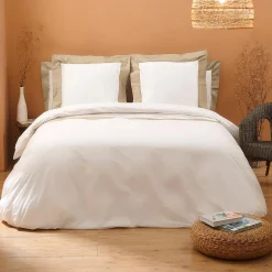 Viadurini Textile Bettbezüge-Bettbezug-Set aus 100 % Baumwolle und 10 % Baumwoll-Satin mit 2 Kissenbezügen – Detail