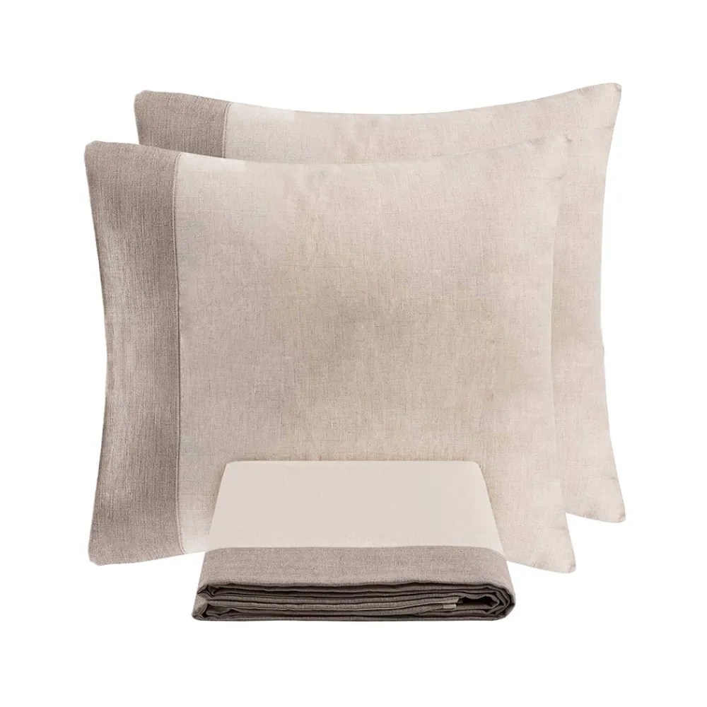 Viadurini Textile Bettbezüge-Bettbezug-Set aus 90 % Baumwolle und 10 % Leinen mit 2 Kissenbezügen Made in Italy - Nestle