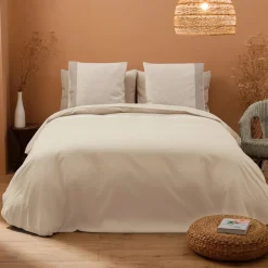 Viadurini Textile Bettbezüge-Bettbezug-Set aus 90 % Baumwolle und 10 % Leinen mit 2 Kissenbezügen Made in Italy - Nestle