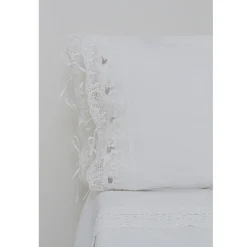 Viadurini Textile Kissenbezüge-Bettwäsche Kissenbezug mit weißer Spitze, Luxus Design Made in Italy - Kiss