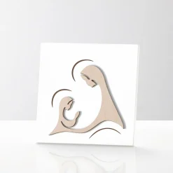 Viadurini Decor Religiöse Bilder-Bild mit der Erscheinung des Erzengels vor der Madonna, hergestellt in Italien – Abu