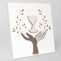 Viadurini Decor Religiöse Bilder-Bild mit Lasergravur von Olivenbaum und Hostie, hergestellt in Italien – Joel