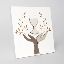 Viadurini Decor Religiöse Bilder-Bild mit Lasergravur von Olivenbaum und Hostie, hergestellt in Italien – Joel