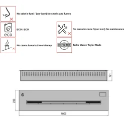 Viadurini Fire Design Brenner Bioethanol-Bio Ethanol Brennkammer aus Edelstahl 3,6 Kw Aron100