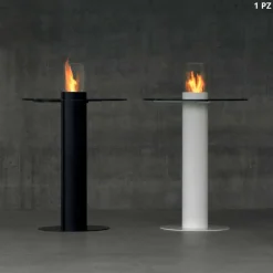 Viadurini Fire Design Garten Beistelltisch|Bodenkamine Bioethanol-Bio Ethanol Outdoor Kamin aus Edestahl Säule mit Tischplatte Dean Table
