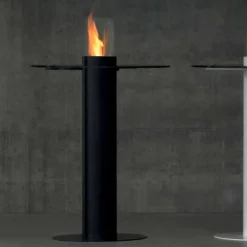 Viadurini Fire Design Garten Beistelltisch|Bodenkamine Bioethanol-Bio Ethanol Outdoor Kamin aus Edestahl Säule mit Tischplatte Dean Table