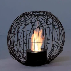 Viadurini Fire Design Bodenkamine Bioethanol|Tischkamine Bioethanol-Bio Ethanol Stand und Tischkamin aus lackierten Stahldraht Kugel Henry Modell