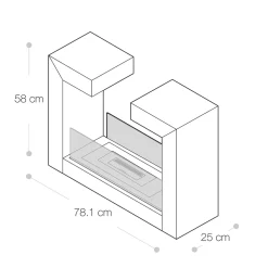 Viadurini Fire Design Bodenkamine Bioethanol-Bioethanol-Bodenkamin aus schwarzem Metall und gehärtetem Glas - Plutanium