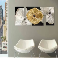 Viadurini Decor Blumen Bilder|Handgemalte Bilder-Blumen-Gemälde in modernem Design Petunia Oro klein