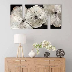 Viadurini Decor Abstrakte Bilder|Handgemalte Bilder-Blumen-Gemälde in modernem Design Petunia Argento klein