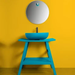 Viadurini Bathroom Badmöbel Stehend-Boden Badezimmermöbel-Komposition mit farbigen Ton-Accessoires - Patryk