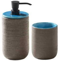 Viadurini Bathroom Badmöbel Stehend-Boden Badezimmermöbel-Komposition mit farbigen Ton-Accessoires - Patryk