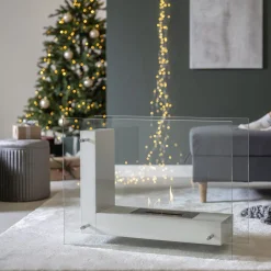 Viadurini Fire Design Bodenkamine Bioethanol-Boden-Biokamin mit doppelseitiger Struktur aus Glas und Metall - Planeto