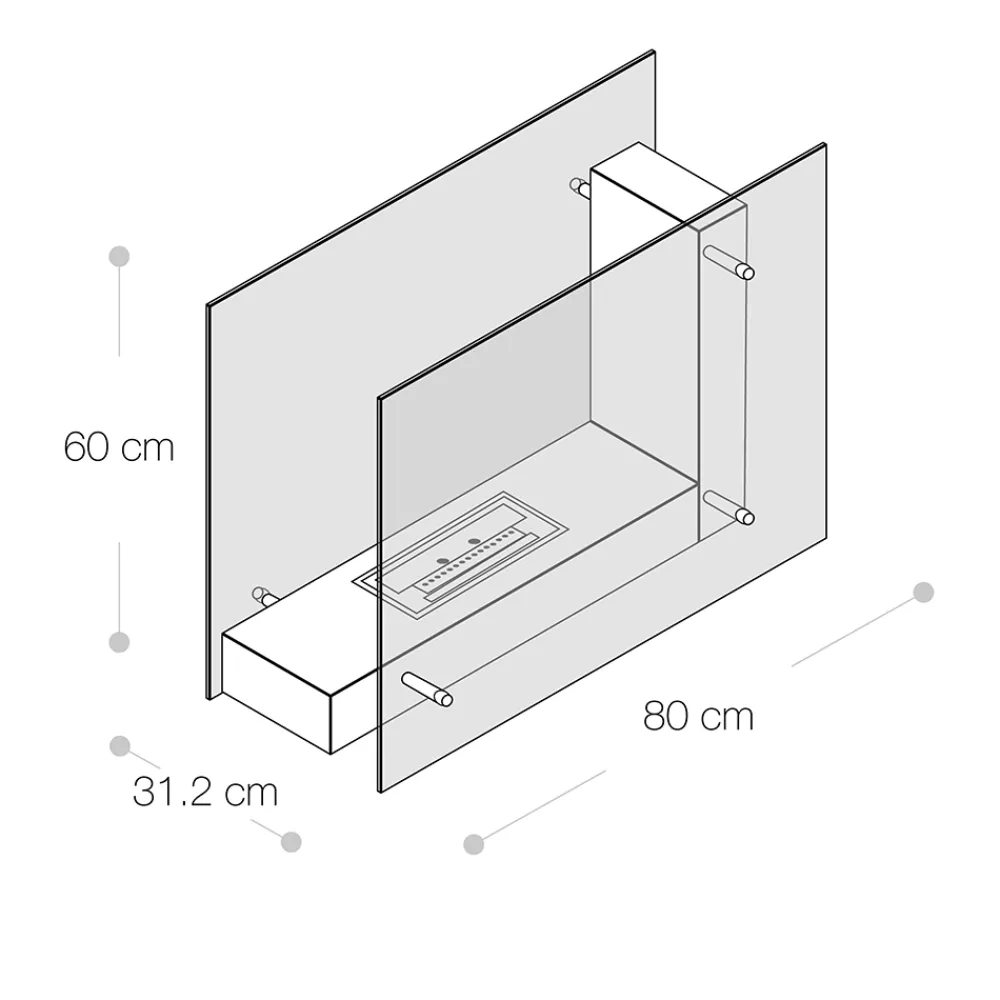 Viadurini Fire Design Bodenkamine Bioethanol-Boden-Biokamin mit doppelseitiger Struktur aus Glas und Metall - Planeto