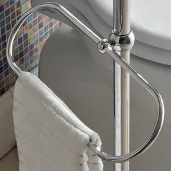 Viadurini Bathroom Badetuchhalter-Bodenhandtuchhalter mit Seifenschale aus Messing und Vintage-Keramik - Rouen