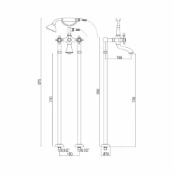 Viadurini Taps Badewannearmaturen-Bodenmischer für Badewanne Klassisches Design aus Messing Made in Italy - Lisca
