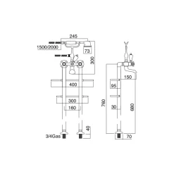 Viadurini Bathroom Badewannearmaturen-Bodenstehendes Badewannenset mit Handtuchhalter und Handbrause. Hergestellt in Italien – Turin