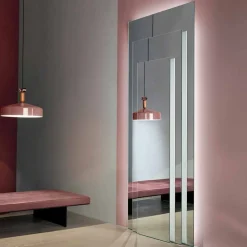 Viadurini Decor Wandspiegel-Boden-Wandspiegel mit LED-Licht und weißer Struktur, Luxus - Plaudio