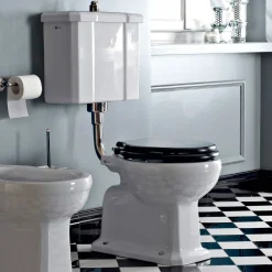 Viadurini Bathroom Wc-Boden-WC mit Keramikkassette und Made in Italy Black Seat - Marwa