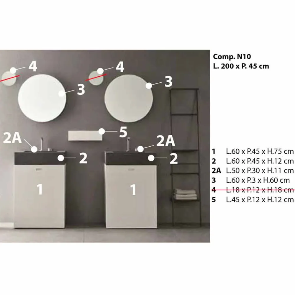 Viadurini Bathroom Badmöbel Stehend-Bodenzusammensetzung von modernen Design-Badezimmermöbeln - Farart10
