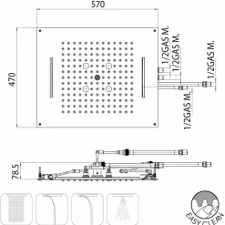 BOSSINI Duschköpfe-Deckenbrause in modernem Design 4 Strahlfunktionen   Dream