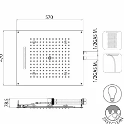 BOSSINI Duschköpfe-  Duschkopf mit Led Beleuchtung und 2 Strahlarten Dream