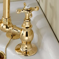 Viadurini Taps Waschbeckenarmaturen-Brückenarmaturen für Waschbecken aus klassischem handgefertigtem Messing - Fioretta