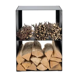 Viadurini Fire Design Kaminholzständer Aus Eisen Und Stahl-Brennholzhalter aus schwarz lackiertem Stahl Made in Italy - Fiamme