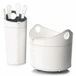 Firestyle Kaminholzständer Aus Leder Und Kunstleder-Brennholzhalter, Eisenhalter und Eisen für Nicad Leder, hergestellt in Italien