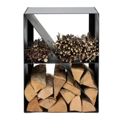 Viadurini Fire Design Kaminholzständer Aus Eisen Und Stahl-Brennholzhalter mit schräger Stange aus schwarz lackiertem Stahl Made in Italy - Fiamme