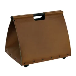 Viadurini Fire Design Kaminholzständer Aus Leder Und Kunstleder-Brennholztasche aus Öko-Leder mit Rollen, hergestellt in Italien – Schnecke