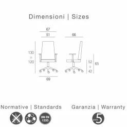 Viadurini Living Bürosessel-Bürosessel in modernem Design aus Leder Edda