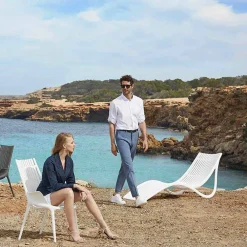 Vondom Sonnenliegen-Chaiselongue im Freien in Weiß oder Ecru-Design, 4 Stück - Ibiza von
