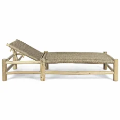 Viadurini in the Garden Sonnenliegen-Chaiselongue im Freien in Teakholzzweigen und Kunstfaserweberei - Tecno
