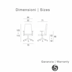Viadurini Living Bürosessel-Chefsessel Bürostuhl aus echtem Leder in modernem Design