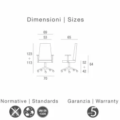 Viadurini Living Bürosessel-Chefsessel Bürostuhl aus Leder Ada Angelo Pinaffo & Gorgi
