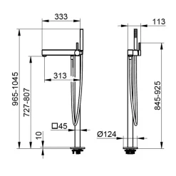 Viadurini Bathroom Badewannearmaturen-Chrom-Boden-Badewannenarmatur mit Einhebelmischer - Erik