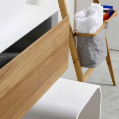 Viadurini Bathroom Badmöbel Hängend-Composition 3 Badezimmermöbel aus Teakholz und Hi Macs® - Talk