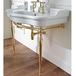 Viadurini Bathroom Vintage Waschbecken|Keramikwaschbecken-Consolle Waschbecken mit Doppelschale auf Keramikfüßen, Made in Italy - Paulina