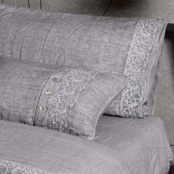 Viadurini Textile Bettbezüge-Container Bag Leinen Bettbezug mit Synergy Spitze und Knöpfen - Energis