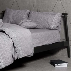 Viadurini Textile Bettbezüge-Container Bag Leinen Bettbezug mit Synergy Spitze und Knöpfen - Energis