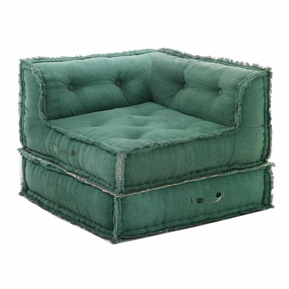 Viadurini Living Moderne Sessel-Corner Chaise Longue Sessel aus grauer, grüner oder blauer Baumwollfaser