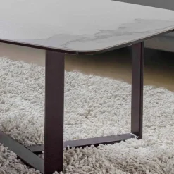 Viadurini Living Moderne Couchtische-Couchtisch aus Keramikglas mit Sockel aus lackiertem Metall - Camilo