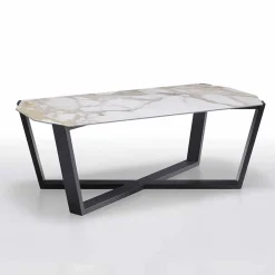 Viadurini Living Moderne Couchtische-Couchtisch aus Steinzeug und Holz, Hochwertig Made in Italy - Titanic