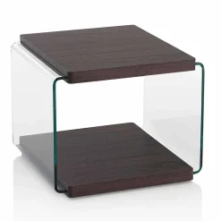 Viadurini Living Moderne Couchtische-Couchtisch aus Walnuss Mdf und transparentes Glas in 2 Größen - Mindie